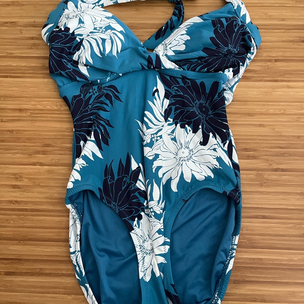 Ann Taylor Loft Swimwear in Teal and White